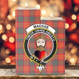 ScotsTee Shop Scottish MacNab Ancient Clan Crest Tartan Wooden Candle Holder