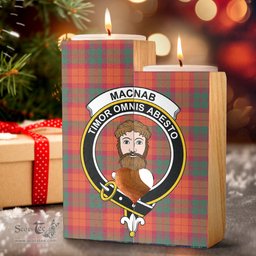 ScotsTee Shop Scottish MacNab Ancient Clan Crest Tartan Wooden Candle Holder