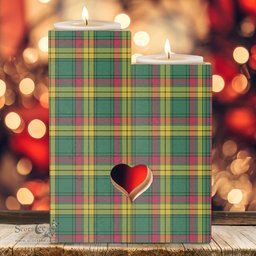 ScotsTee Shop Scottish MacMillan Old Ancient Clan Tartan Wooden Candle Holder