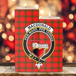 ScotsTee Shop Scottish MacDonald of Sleat Clan Crest Tartan Wooden Candle Holder