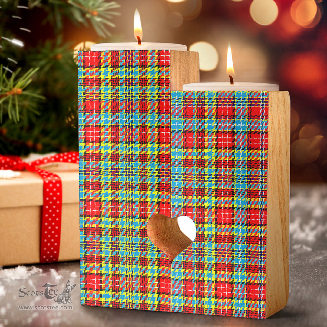 ScotsTee Shop Scottish Ogilvie Clan Tartan Wooden Candle Holder