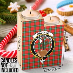 ScotsTee Shop Scottish MacLaine of Loch Buie Clan Crest Tartan Wooden Candle Holder