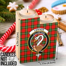 ScotsTee Shop Scottish Lennox Modern Clan Crest Tartan Wooden Candle Holder