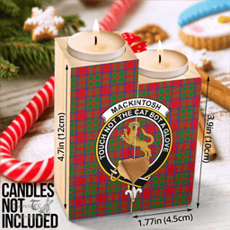 ScotsTee Shop Scottish MacKintosh Modern Clan Crest Tartan Wooden Candle Holder