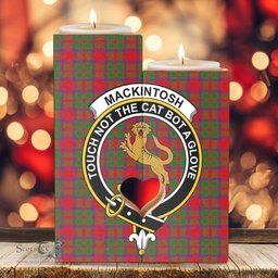 ScotsTee Shop Scottish MacKintosh Modern Clan Crest Tartan Wooden Candle Holder