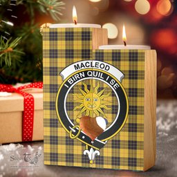 ScotsTee Shop Scottish MacLeod of Lewis Ancient Clan Crest Tartan Wooden Candle Holder