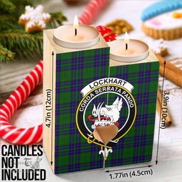 ScotsTee Shop Scottish Lockhart Modern Clan Crest Tartan Wooden Candle Holder