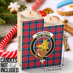 ScotsTee Shop Scottish MacTavish Modern Clan Crest Tartan Wooden Candle Holder