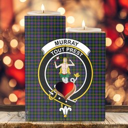ScotsTee Shop Scottish Murray of Atholl Modern Clan Crest Tartan Wooden Candle Holder