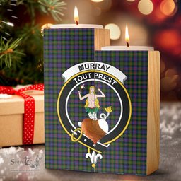 ScotsTee Shop Scottish Murray of Atholl Modern Clan Crest Tartan Wooden Candle Holder