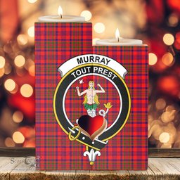 ScotsTee Shop Scottish Murray of Tulloch Modern Clan Crest Tartan Wooden Candle Holder