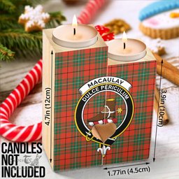 ScotsTee Shop Scottish MacAulay Ancient Clan Crest Tartan Wooden Candle Holder