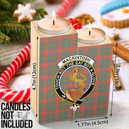 ScotsTee Shop Scottish MacKintosh Ancient Clan Crest Tartan Wooden Candle Holder