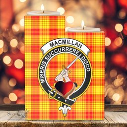 ScotsTee Shop Scottish MacMillan Clan Clan Crest Tartan Wooden Candle Holder