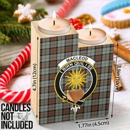 ScotsTee Shop Scottish MacLeod of Harris Weathered Clan Crest Tartan Wooden Candle Holder