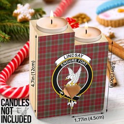 ScotsTee Shop Scottish Lindsay Weathered Clan Crest Tartan Wooden Candle Holder