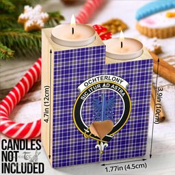 ScotsTee Shop Scottish Ochterlony Clan Crest Tartan Wooden Candle Holder