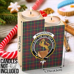 ScotsTee Shop Scottish MacKintosh Hunting Modern Clan Crest Tartan Wooden Candle Holder