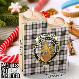 ScotsTee Shop Scottish MacPherson Dress Ancient Clan Crest Tartan Wooden Candle Holder