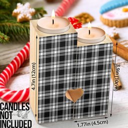 ScotsTee Shop Scottish Menzies Black White Modern Clan Tartan Wooden Candle Holder