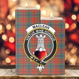 ScotsTee Shop Scottish MacLean of Duart Ancient Clan Crest Tartan Wooden Candle Holder