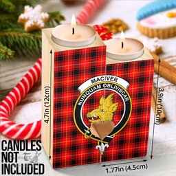 ScotsTee Shop Scottish MacIver Modern Clan Crest Tartan Wooden Candle Holder