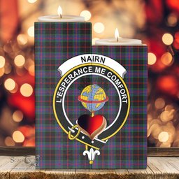 ScotsTee Shop Scottish Nairn Clan Crest Tartan Wooden Candle Holder