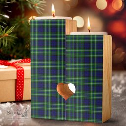 ScotsTee Shop Scottish MacNeil of Colonsay Modern Clan Tartan Wooden Candle Holder