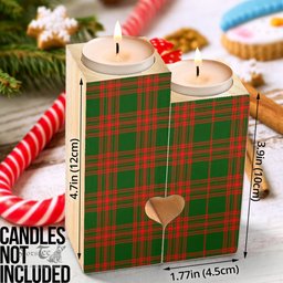 ScotsTee Shop Scottish Menzies Green Modern Clan Tartan Wooden Candle Holder