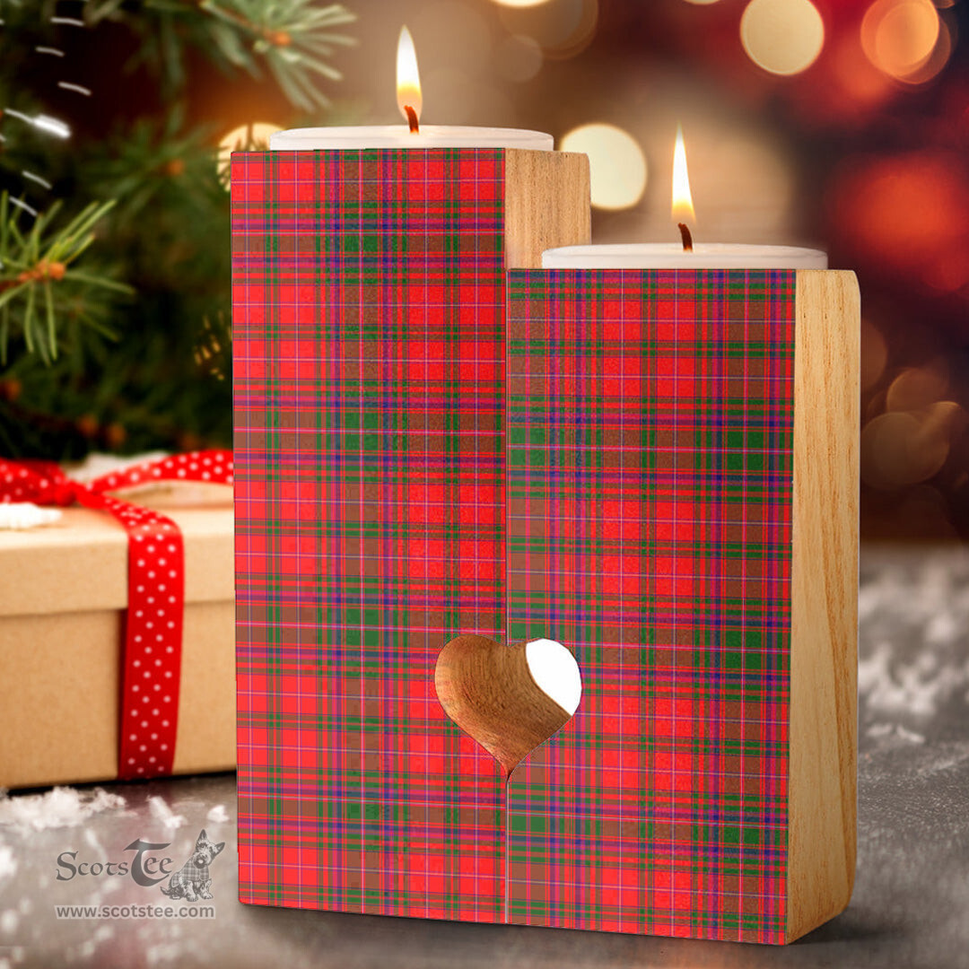 ScotsTee Shop Scottish MacDougall Modern Clan Tartan Wooden Candle Holder