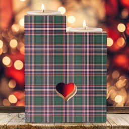 ScotsTee Shop Scottish MacFarlane Hunting Modern Clan Tartan Wooden Candle Holder