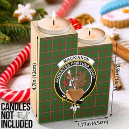 ScotsTee Shop Scottish MacKinnon Hunting Modern Clan Crest Tartan Wooden Candle Holder