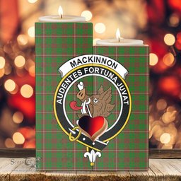 ScotsTee Shop Scottish MacKinnon Hunting Modern Clan Crest Tartan Wooden Candle Holder
