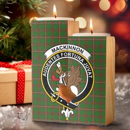 ScotsTee Shop Scottish MacKinnon Hunting Modern Clan Crest Tartan Wooden Candle Holder