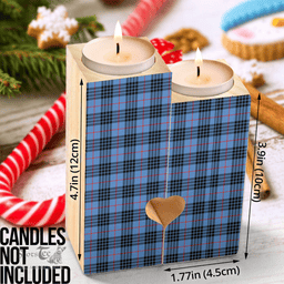 ScotsTee Shop Scottish MacKay Blue Clan Tartan Wooden Candle Holder