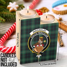 ScotsTee Shop Scottish MacAulay Hunting Ancient Clan Crest Tartan Wooden Candle Holder