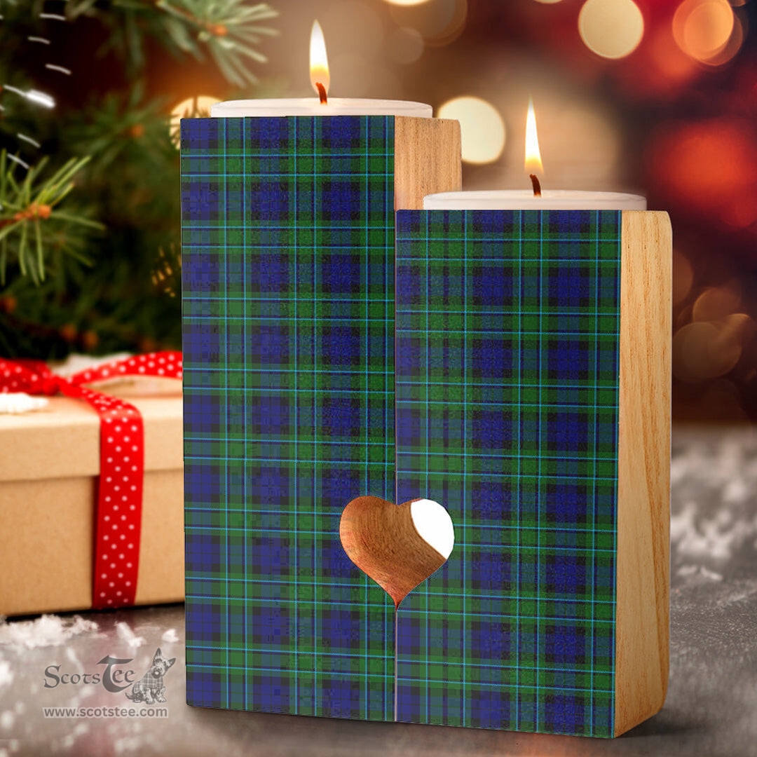 ScotsTee Shop Scottish MacCallum Modern Clan Tartan Wooden Candle Holder