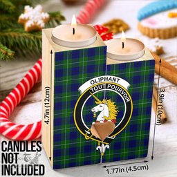 ScotsTee Shop Scottish Oliphant Modern Clan Crest Tartan Wooden Candle Holder