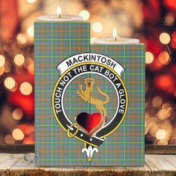 ScotsTee Shop Scottish MacKintosh Hunting Ancient Clan Crest Tartan Wooden Candle Holder