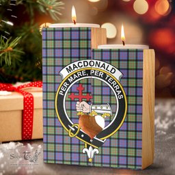 ScotsTee Shop Scottish MacDonald Ancient Clan Crest Tartan Wooden Candle Holder