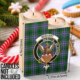 ScotsTee Shop Scottish Wishart Hunting Modern Clan Crest Tartan Wooden Candle Holder