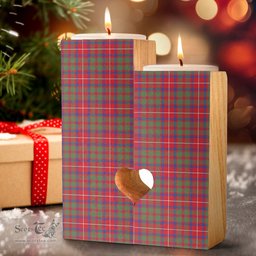 ScotsTee Shop Scottish Shaw Red Modern Clan Tartan Wooden Candle Holder