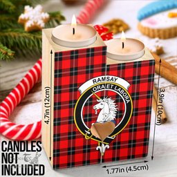 ScotsTee Shop Scottish Ramsay Modern Clan Crest Tartan Wooden Candle Holder