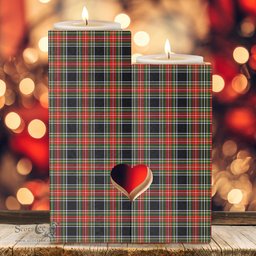 ScotsTee Shop Scottish Stewart Black Clan Tartan Wooden Candle Holder