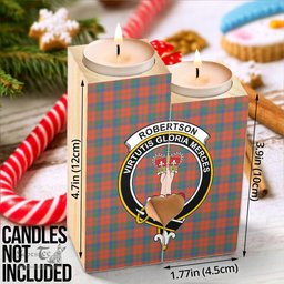 ScotsTee Shop Scottish Robertson Ancient Clan Crest Tartan Wooden Candle Holder