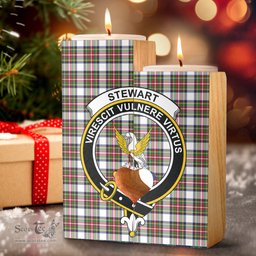 ScotsTee Shop Scottish Stewart Dress Modern Clan Crest Tartan Wooden Candle Holder
