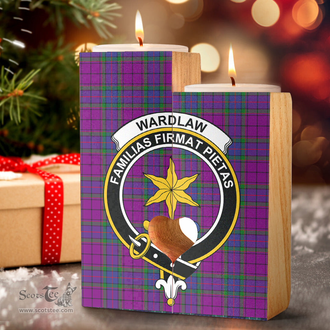 ScotsTee Shop Scottish Wardlaw Modern Clan Crest Tartan Wooden Candle Holder