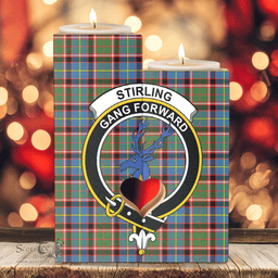 ScotsTee Shop Scottish Stirling Bannockburn District Clan Crest Tartan Wooden Candle Holder