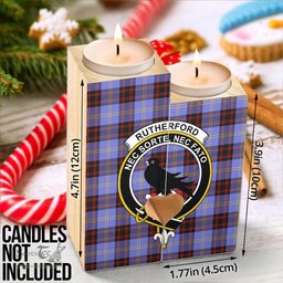 ScotsTee Shop Scottish Rutherford Clan Crest Tartan Wooden Candle Holder