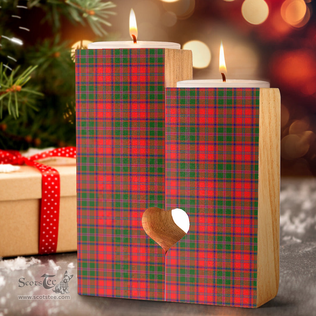 ScotsTee Shop Scottish Stewart of Appin Modern Clan Tartan Wooden Candle Holder